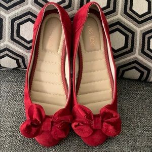 Ruby Red Suede Leather ballet flats by Me Too!
